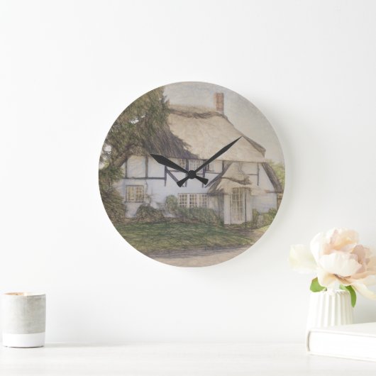Alte Thatched Hütte Große Wanduhr (Zuhause)