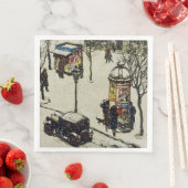 Alte Time Street Szene Antique Car Shops in Schnee Serviette (Beispiel)