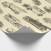 Alte Timer Beige Braun Vintage Car Muster Geschenkpapier (Ecke)