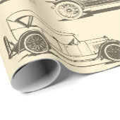 Alte Timer Beige Braun Vintage Car Muster Geschenkpapier (Rolleneckpunkt)
