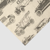 Alte Timer Beige Braun Vintage Car Muster Seidenpapier (Detail)