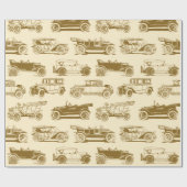 Alte Timer Beige Gold Vintage Car Muster Geschenkpapier (Flach)