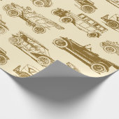 Alte Timer Beige Gold Vintage Car Muster Geschenkpapier (Ecke)