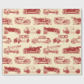 Alte Timer Beige Red Vintage Car Muster Geschenkpapier (Flach)