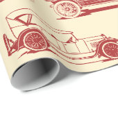 Alte Timer Beige Red Vintage Car Muster Geschenkpapier (Rolleneckpunkt)