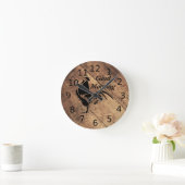 Alte Timer Black Rooster-Silhouette Runde Wanduhr (Zuhause)