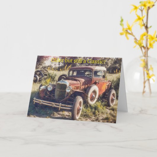 Alte Timer Erlangen alter Klassiker Auto Geburtsta Karte (Gelbe Blume)