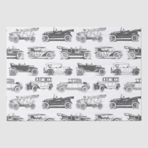Alte Timer Schwarz-weiß Vintage Car Muster Seidenpapier