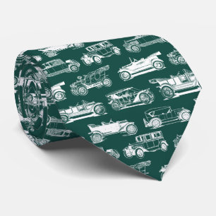 Alte Timer Smaragdgrün Weißes Vintage Muster Krawatte