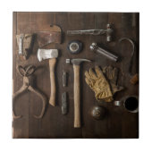 Alte Tools zur Keramik von Holz Fliese (Vorderseite)