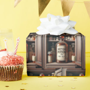 Alte Töpfchen in einem Arzneimittelschrank Geschenkpapier