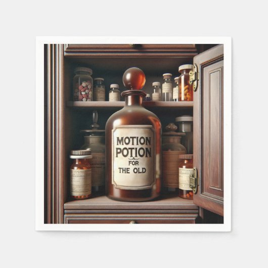 Alte Töpfchen in einem Arzneimittelschrank Serviette (Vorderseite)