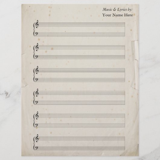 Alte Torn Page Blank Sheet Music Piano Staves (Vorderseite)