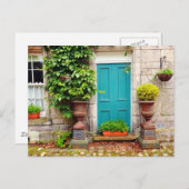 Alte, traditionelle schottische Tür Postkarte (Vorne/Hinten)