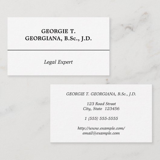 Alte, traditionelle Visitenkarte (Vorne/Hinten)