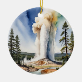 Alte Treppe Yellowstone Nationalpark Watercolor Keramik Ornament