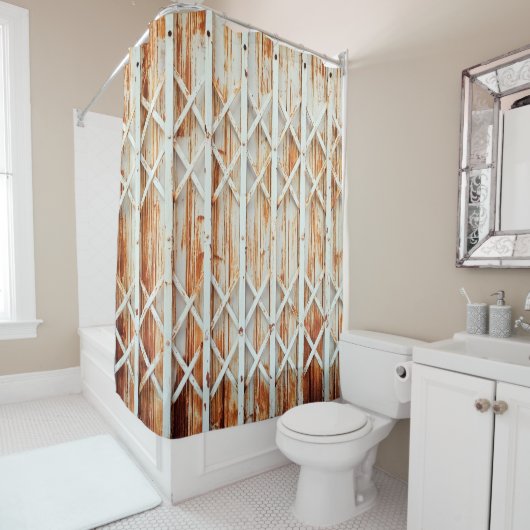 Alte Türverkleidungen sind rostet. abstrakt, antik Duschvorhang (Beispiel)