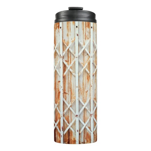 Alte Türverkleidungen sind rostet. abstrakt, antik Thermosbecher (Vorderseite)