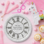 Alte Uhr ohne Hände Damasensatin Pappteller (Party)