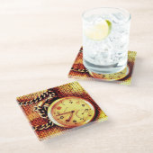 Alte Uhr und Kette Glasuntersetzer (Schrägansicht)