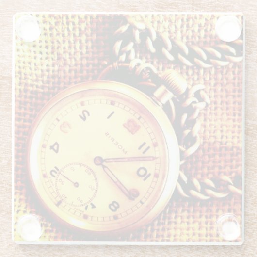 Alte Uhr und Kette Glasuntersetzer (Rückseite)