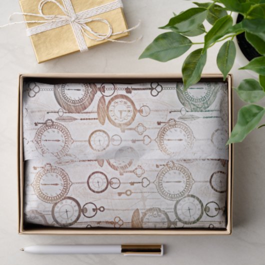 Alte Uhren, Zeitmuster, Retro-Abbildung Seidenpapier (Geschenk)