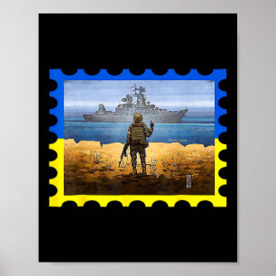 Alte ukrainische Briefmarke Flagge Stolz 6  Poster
