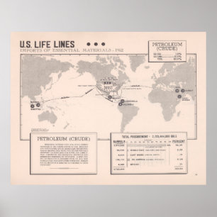 Alte US Petroleum Import Map (1954) Poster