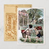 Alte Valentinstag-Postkarte Feiertagspostkarte (Vorne/Hinten)