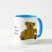 Alte, verübte, gepatchte Teddybären-Tasse Tasse (VorderseiteRechts)