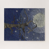 Alte verwelkte Baumwipfel Mond & Stars Abstrakt Puzzle (Horizontal)