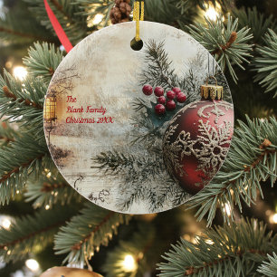 Alte viktorianische rustikale Familie personalisie Keramik Ornament
