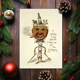 Alte viktorianische seltsame Weihnachtskarte Feiertagskarte