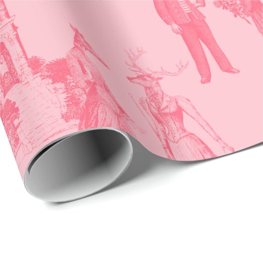 Alte viktorianische Tiere Pastellrosa Geschenkpapier (Rolleneckpunkt)