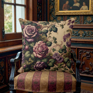 Alte viktorianische violette Blumenmuster Kissen