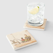 Alte Viktorianische Weihnachtszeit Steinuntersetzer (Seitenansicht)