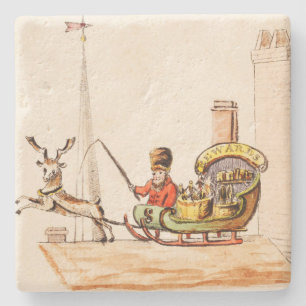 Alte Viktorianische Weihnachtszeit Steinuntersetzer