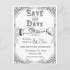 Alte Viktorianische Zeremonie Save the Date Ankündigungspostkarte