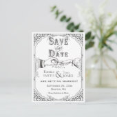 Alte Viktorianische Zeremonie Save the Date Ankündigungspostkarte (Stehend Vorderseite)