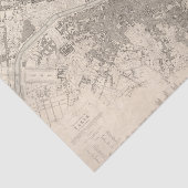 Alte Vintage Antikkarte Paris Große Stadt Seidenpapier (Ausschnitt)