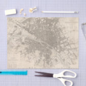 Alte Vintage Antikkarte Paris Große Stadt Seidenpapier (Handwerk)