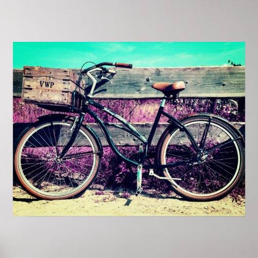 Alte Vintage Antique Bicycle Beach Cruiser Bike Poster (Vorne)
