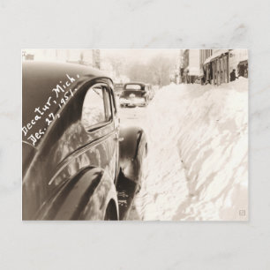 Alte Vintage-Autopostkarte Tiefschnee Postkarte