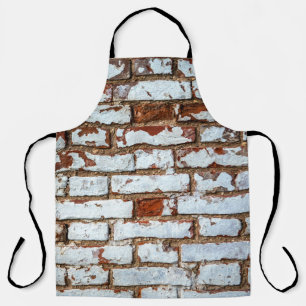 Alte Vintage Backsteinwand mit weißer Sprinklerpla Schürze
