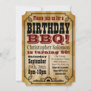 Alte Vintage-Country-Birthday-BBQ-Party Einladung