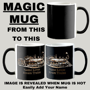 Alte Vintage-Dampflokomotive Magic-Mug Verwandlungstasse