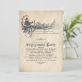 Alte Vintage Fairytale Engagement Partei Einladung (Stehend Vorderseite)
