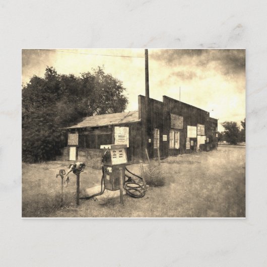Alte Vintage Gasstation Postkarte (Vorderseite)