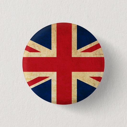 Alte Vintage-Grunge-Flagge des Vereinigten Königre Button (Vorderseite)