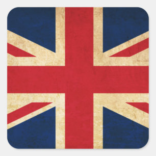 Alte Vintage-Grunge-Flagge des Vereinigten Königre Quadratischer Aufkleber